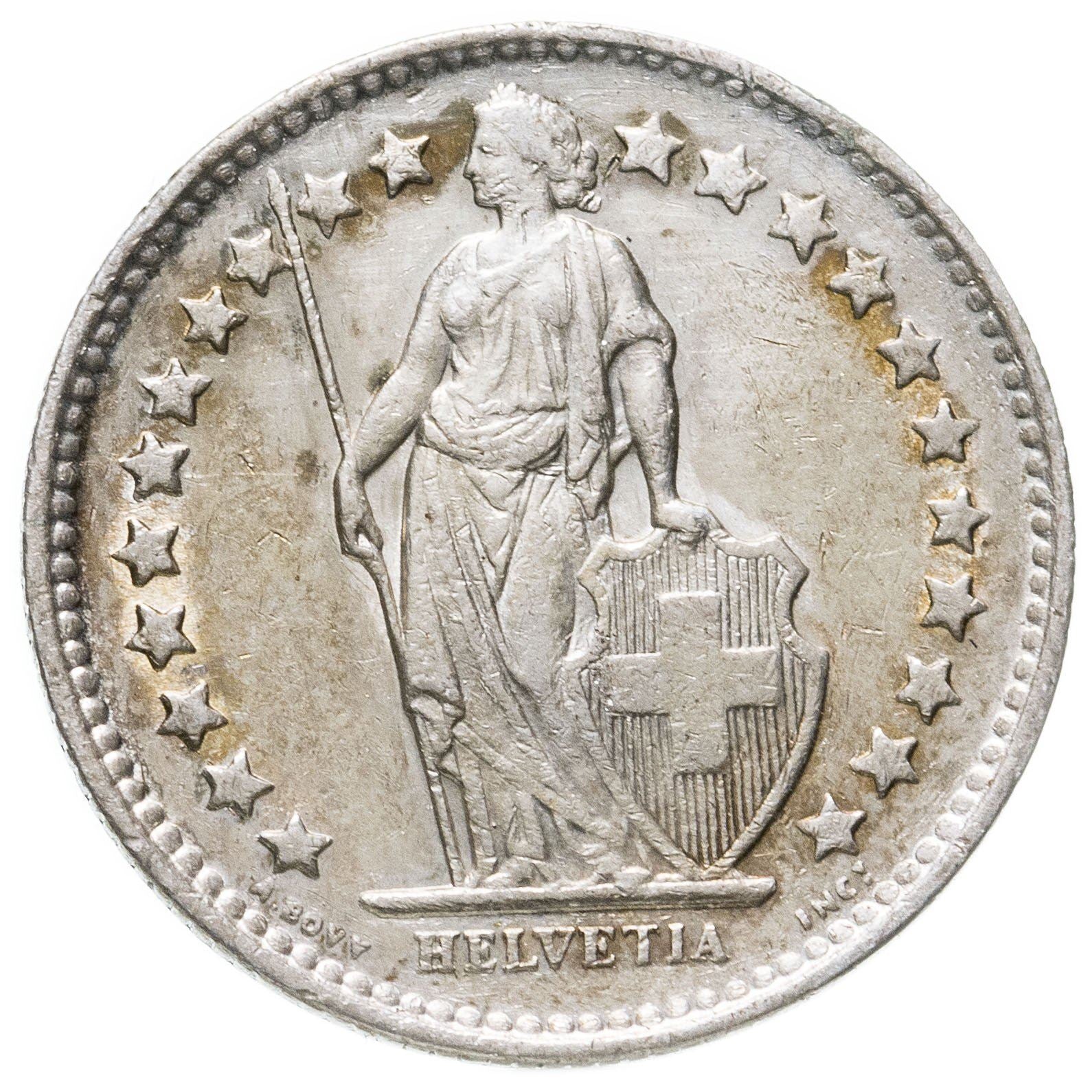 Switzerland Coin Swiss ½ Franc | Helvetia | KM23 | 1875 - 1967