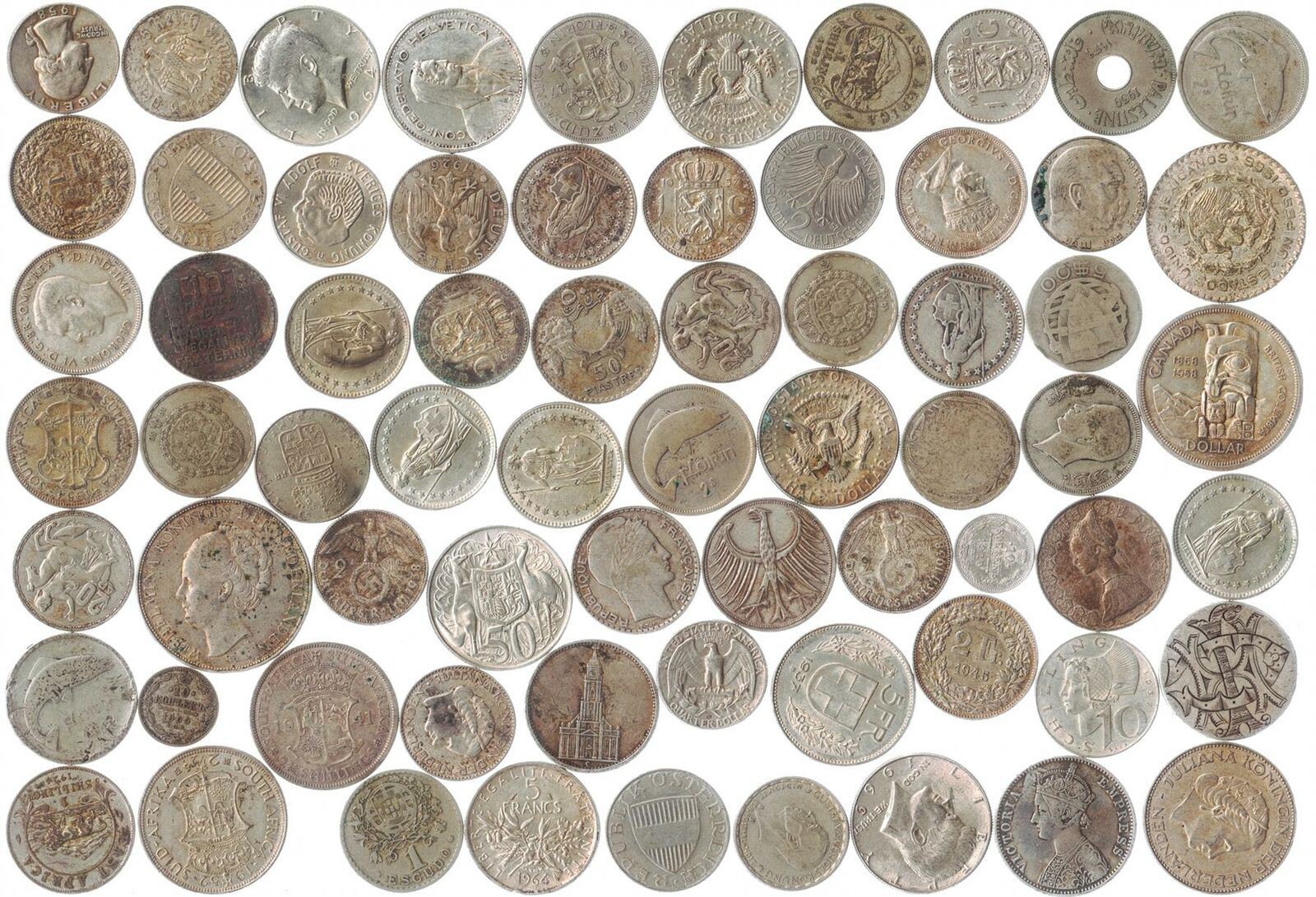 1 Ounce of Silver Coins | 1 Oz | 31 Grams | 2 - 5 Mixed Old Coins