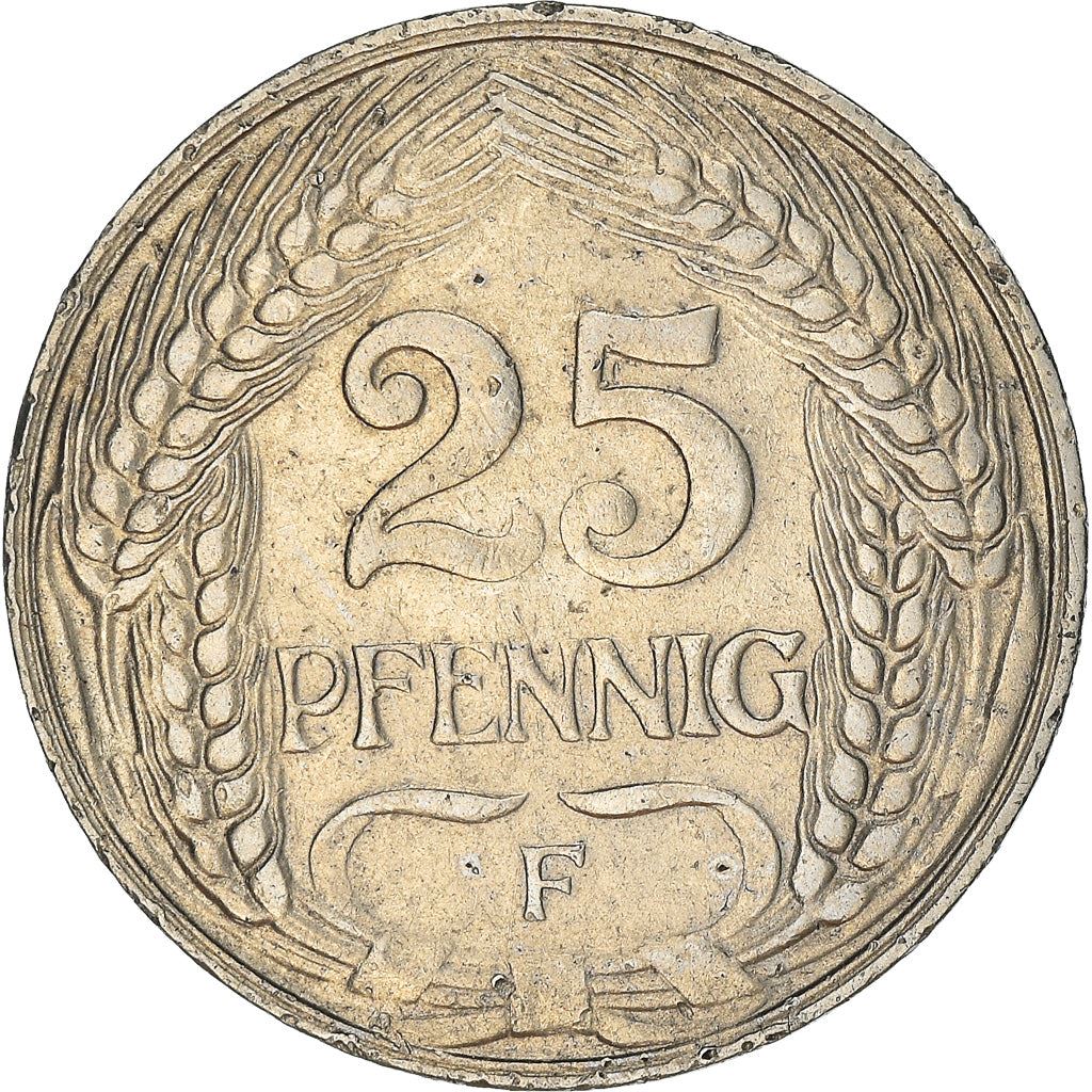 German Empire 25 Pfennig Coin | Deutsches Reich | Wilhelm II | KM18 | 1909 - 1912