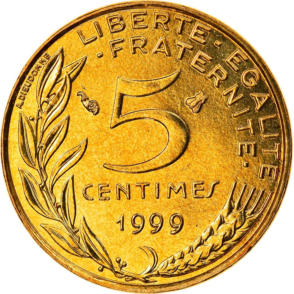 French Coin 5 Centimes | KM933 | France | 1966 - 2001