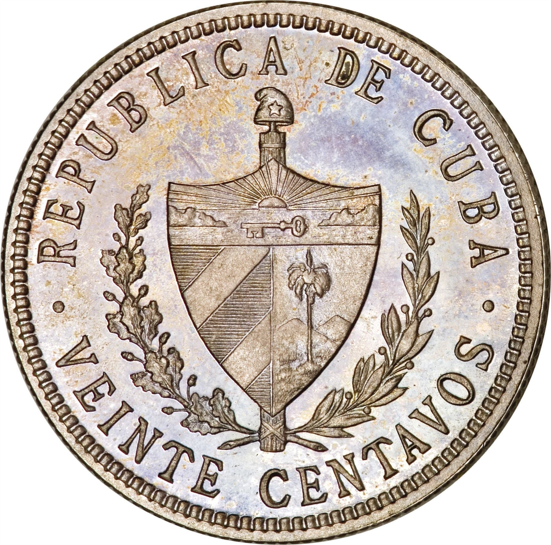 20 Centavos Coin | Fatherland and Freedom | Km:13 | 1915 - 1949