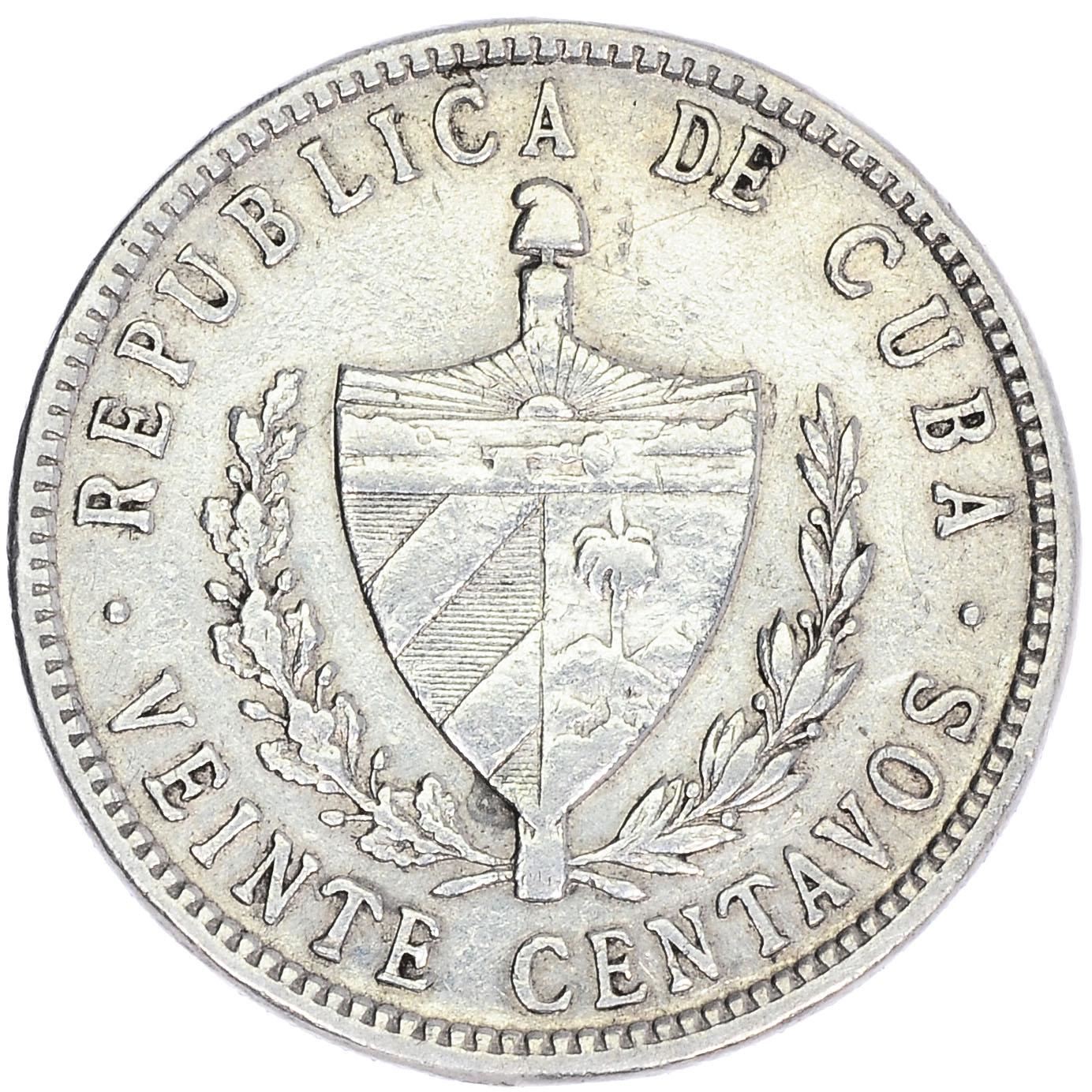 20 Centavos Coin | Fatherland and Freedom | Km:13 | 1915 - 1949