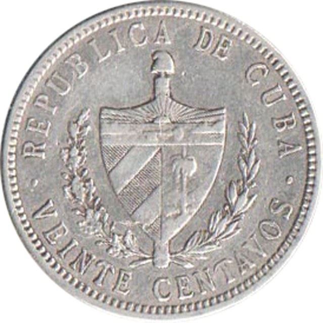 20 Centavos Coin | Fatherland and Freedom | Km:13 | 1915 - 1949