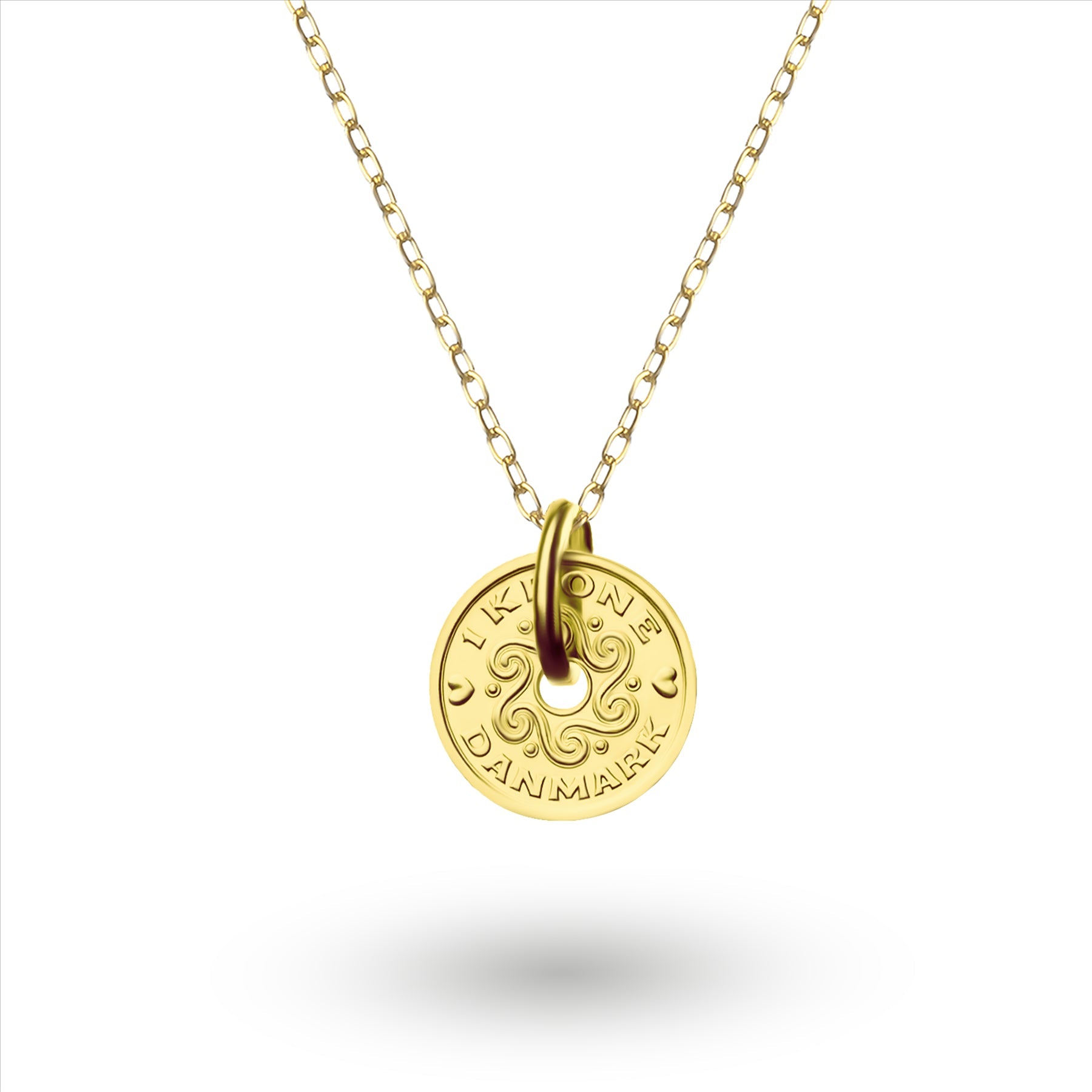 24K Gold Plated Genuine Danish 1 Krone Coin Necklace | Medallion | 1992 - 2023