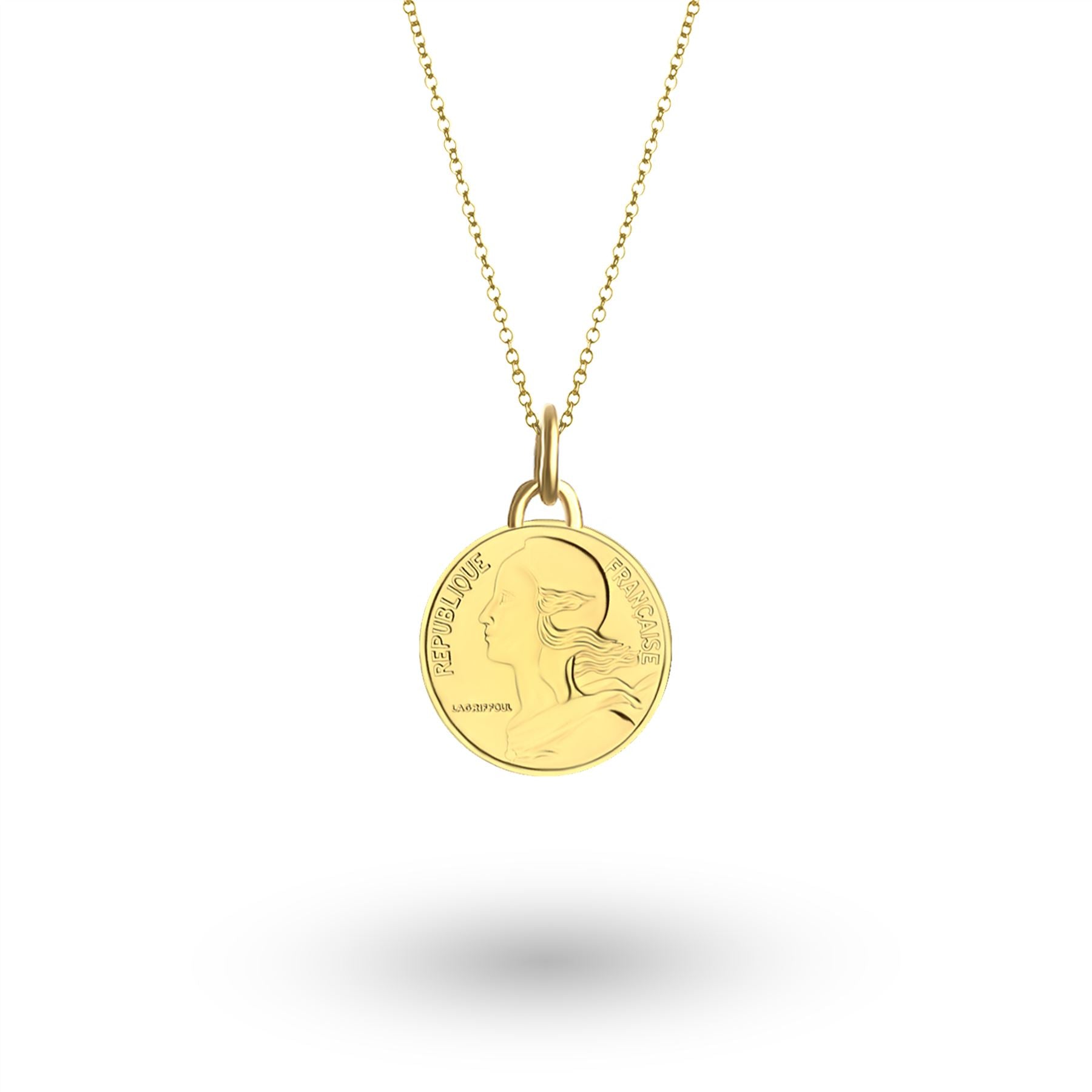 24K Gold Plated Genuine French 10 Centimes Coin Necklace | Medallion | 1966 - 2001