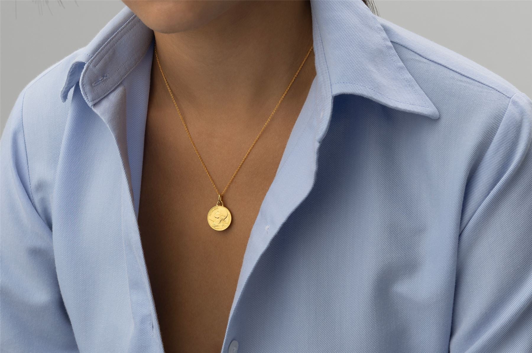 24K Gold Plated Genuine French 5 Centimes Coin Necklace | Medallion | 1966 - 2001