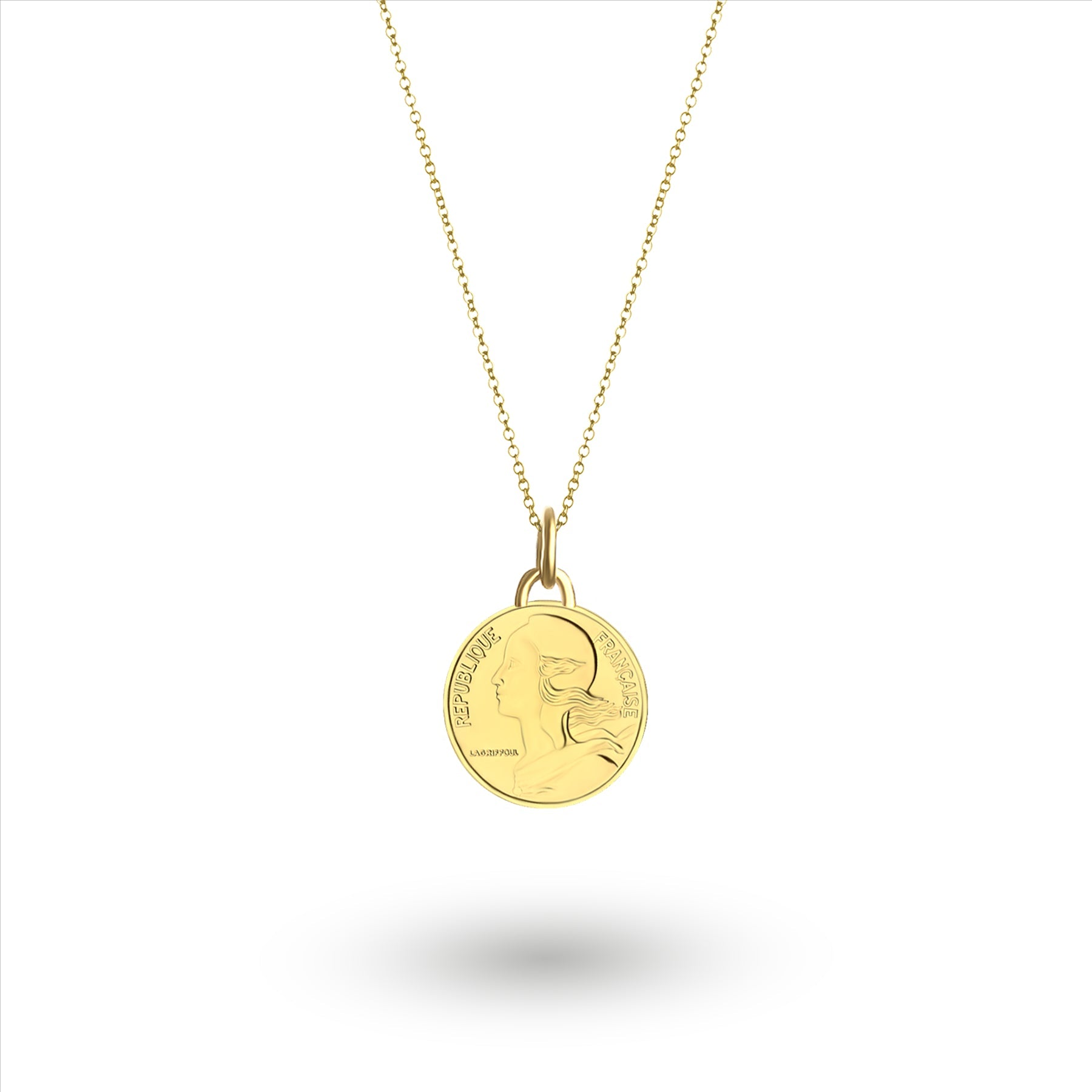 24K Gold Plated Genuine French 5 Centimes Coin Necklace | Medallion | 1966 - 2001