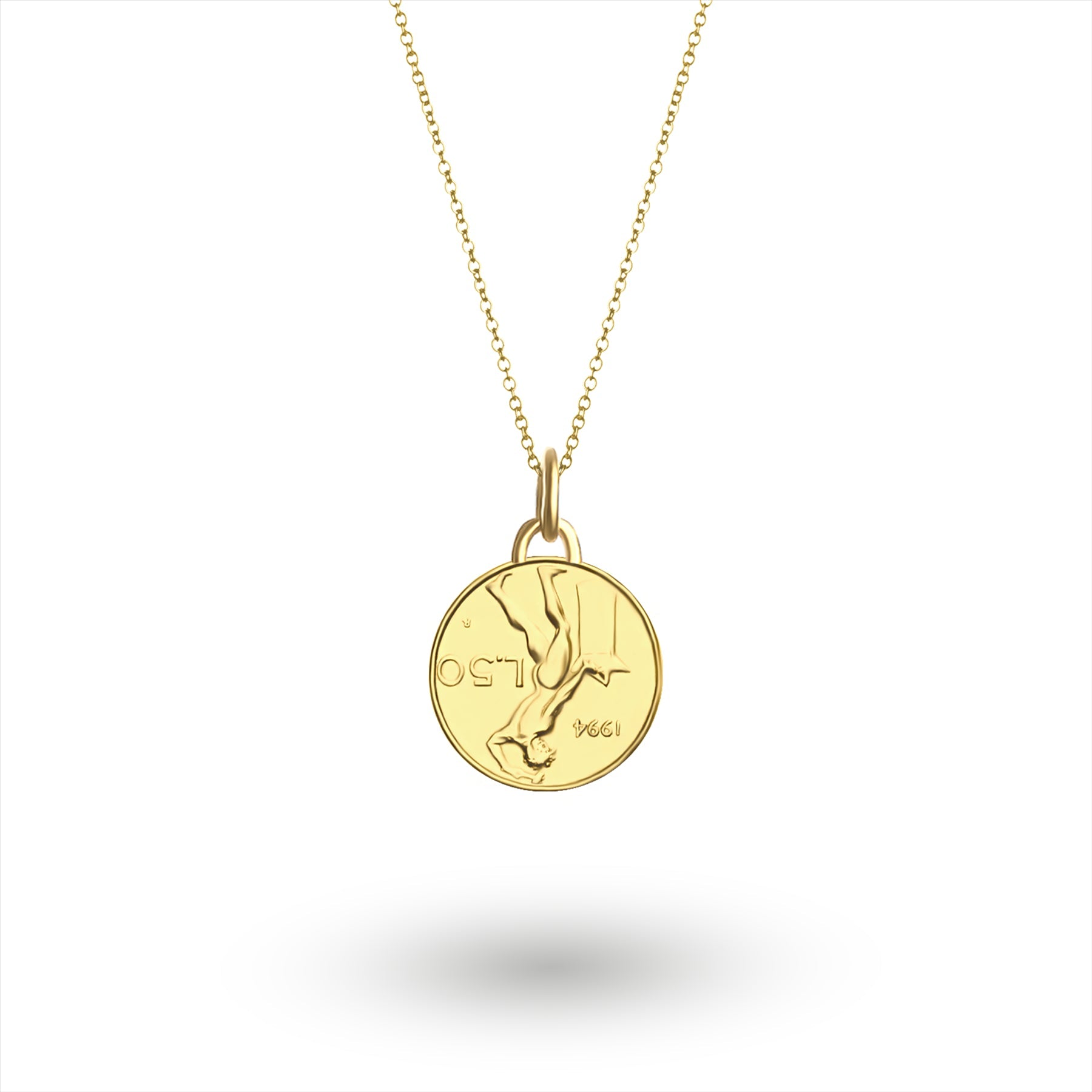 24K Gold Plated Genuine Italian 50 Lira Coin Medallion | Necklace | 1990 - 1995