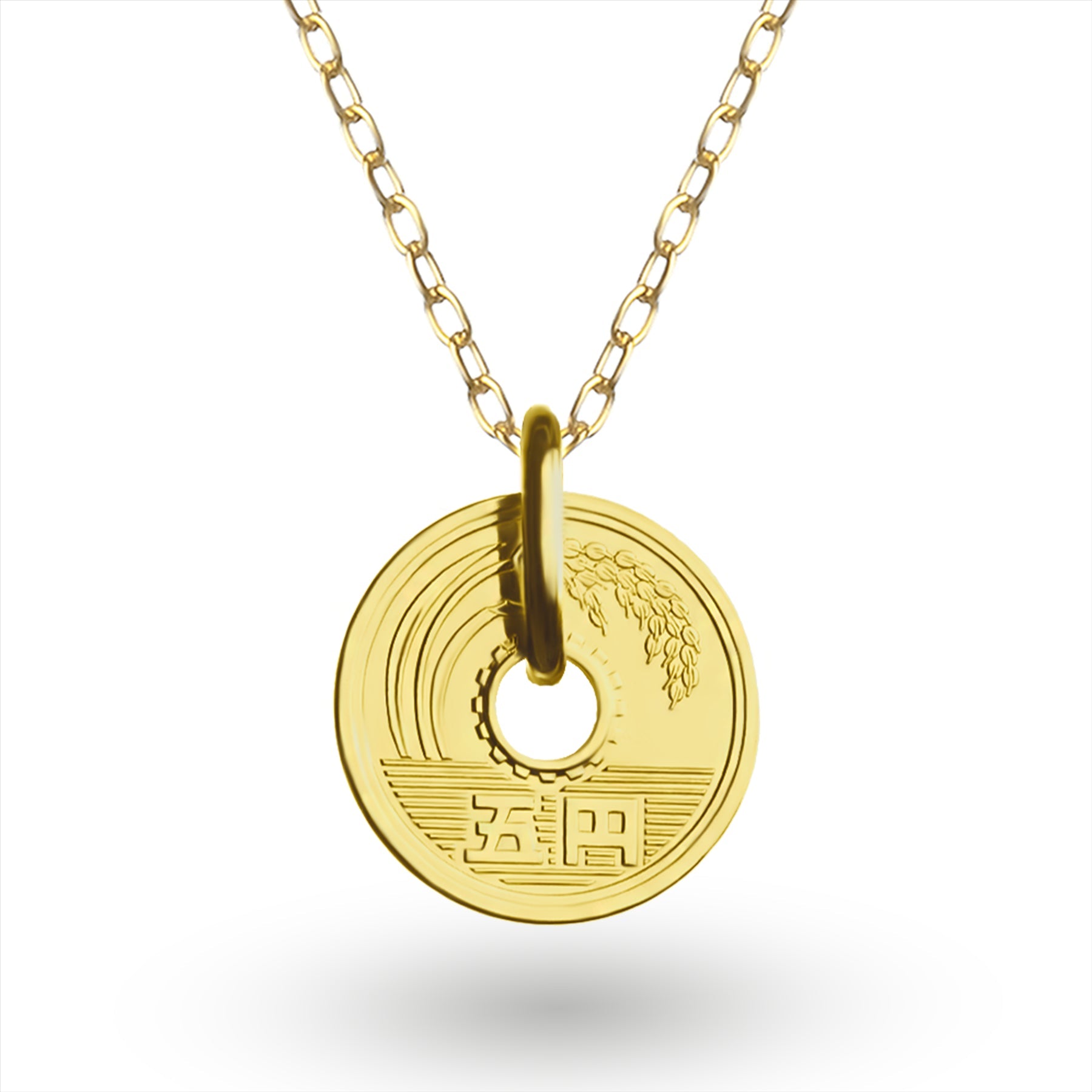 24K Gold Plated Genuine Japanese 5 Yen Coin Necklace | Medallion | 1949 - 2024