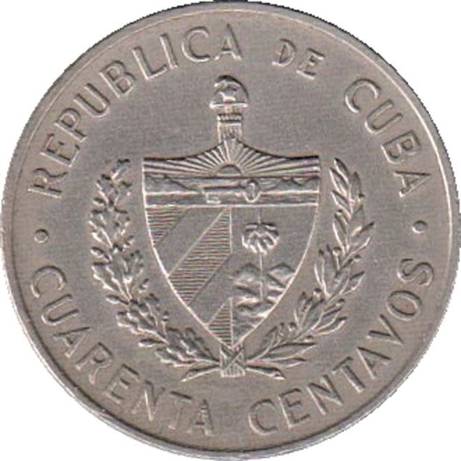 40 Centavos Coin | Camilo Cienfuegos Gorriarán | Km:32 | 1962