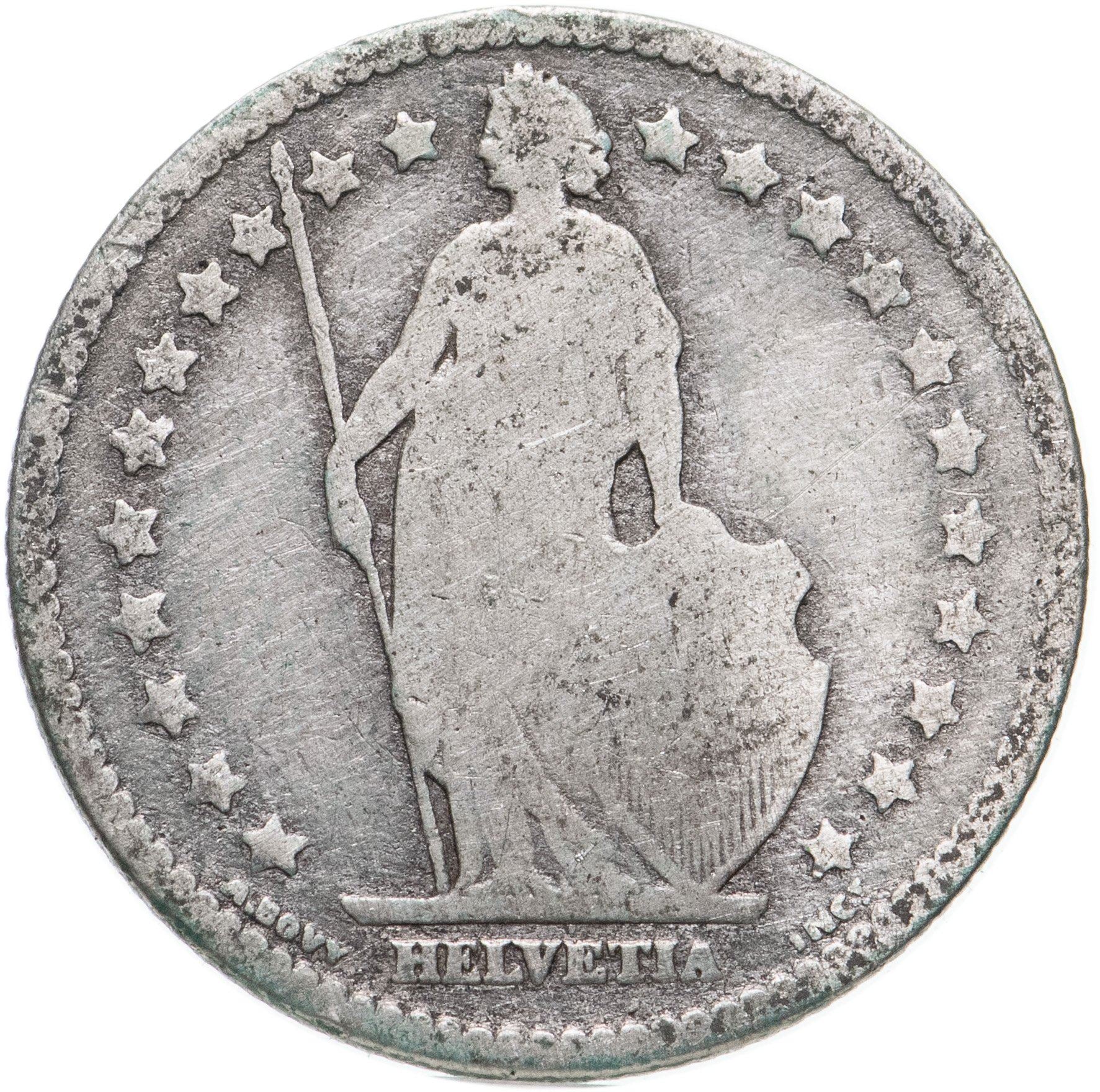 Switzerland Coin Swiss 1 Franc | Helvetia | KM24 | 1875 - 1967