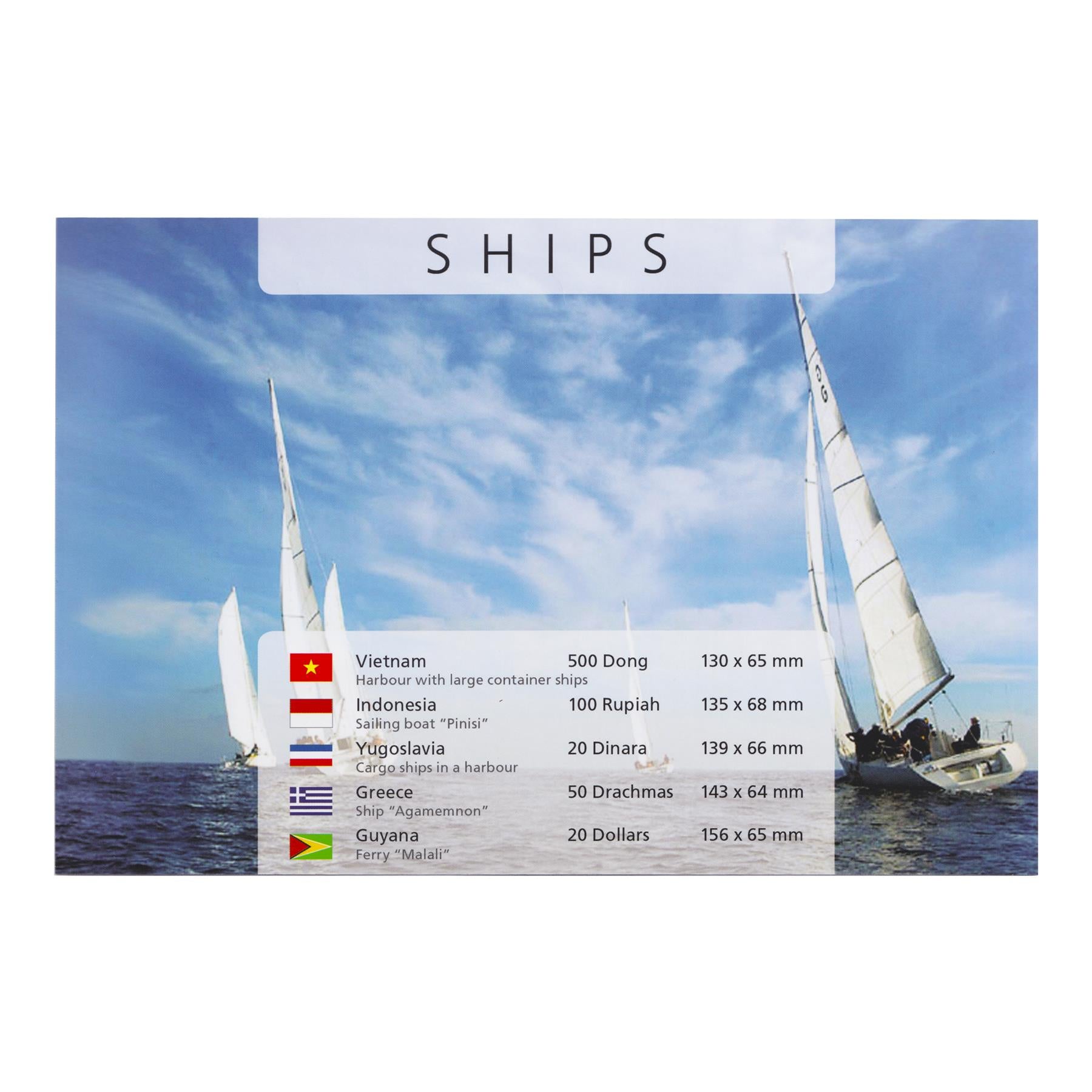 5 Banknote Set | Ships | Container Ship | Sailing Boat | Cargo Ship | Ferry | Agamemnon