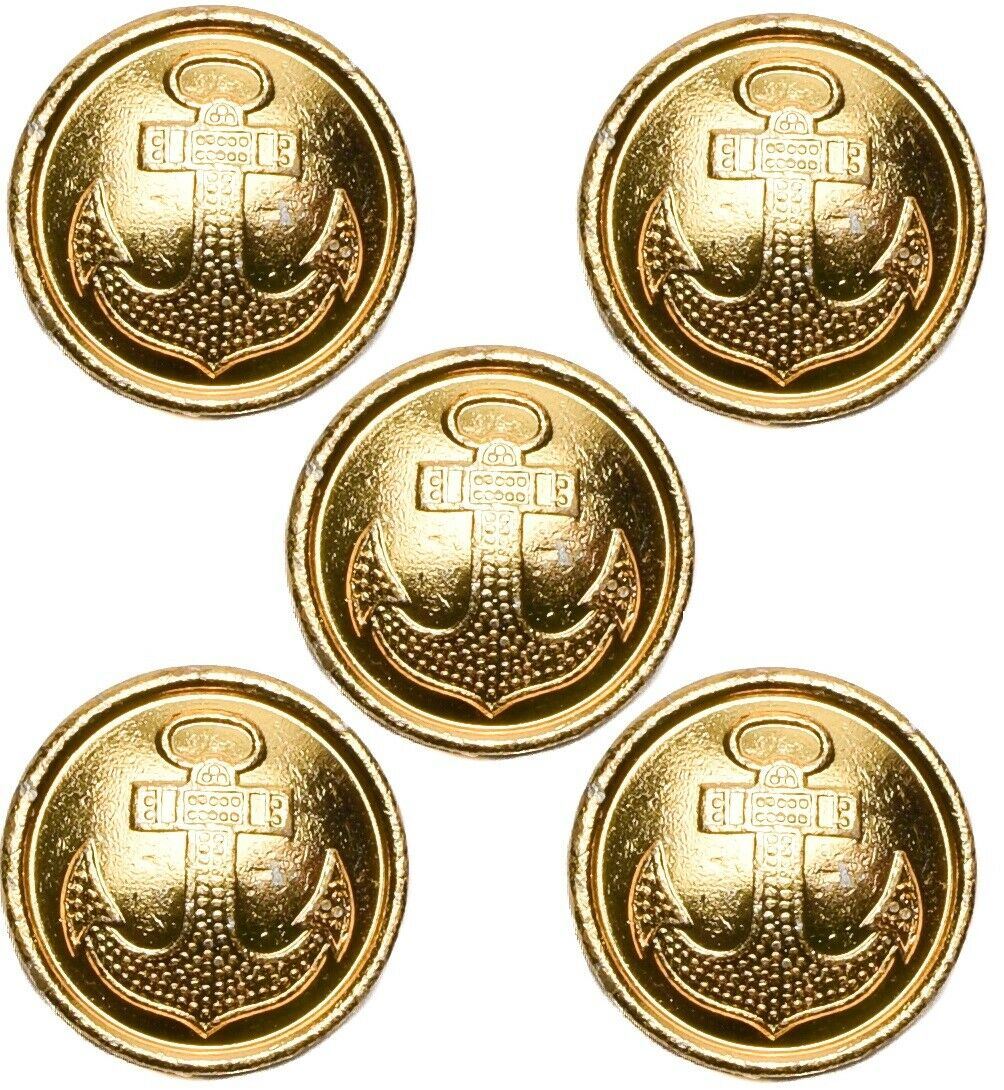 5x Soviet Navy Army Buttons | Gold Anchor | Marine Uniform 22 mm