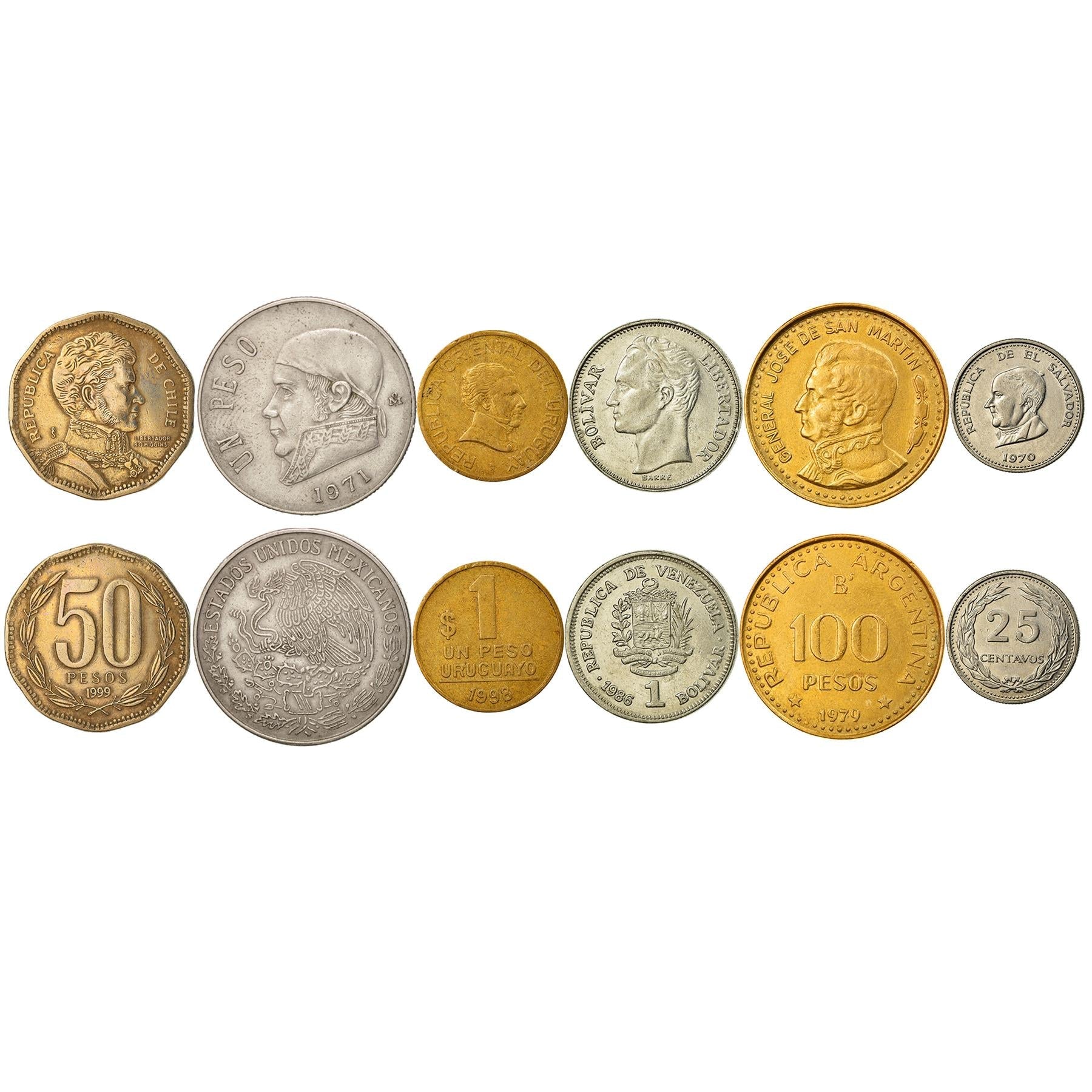 6 Coin Collection | Freedom Fighters Against Spanish Empire | Independence | War | Leader | Hero | Military | Nationhood | Liberator | Icon