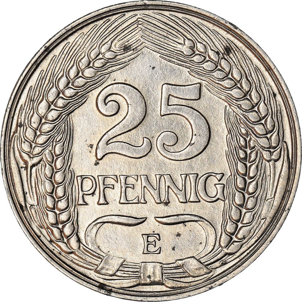 German Empire 25 Pfennig Coin | Deutsches Reich | Wilhelm II | KM18 | 1909 - 1912