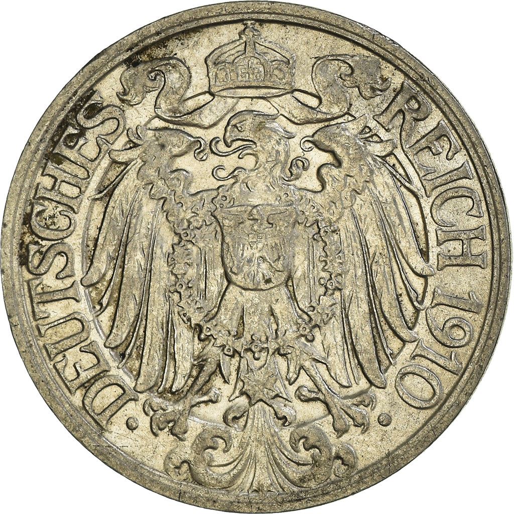 German Empire 25 Pfennig Coin | Deutsches Reich | Wilhelm II | KM18 | 1909 - 1912