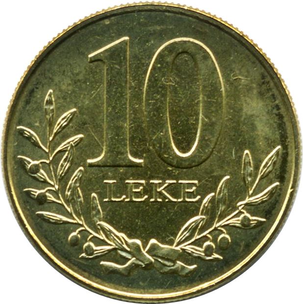 Albanian Coin 10 Lekë non-magnetic | Berat Castle | Olive Branch | KM77 | 1996 - 2000