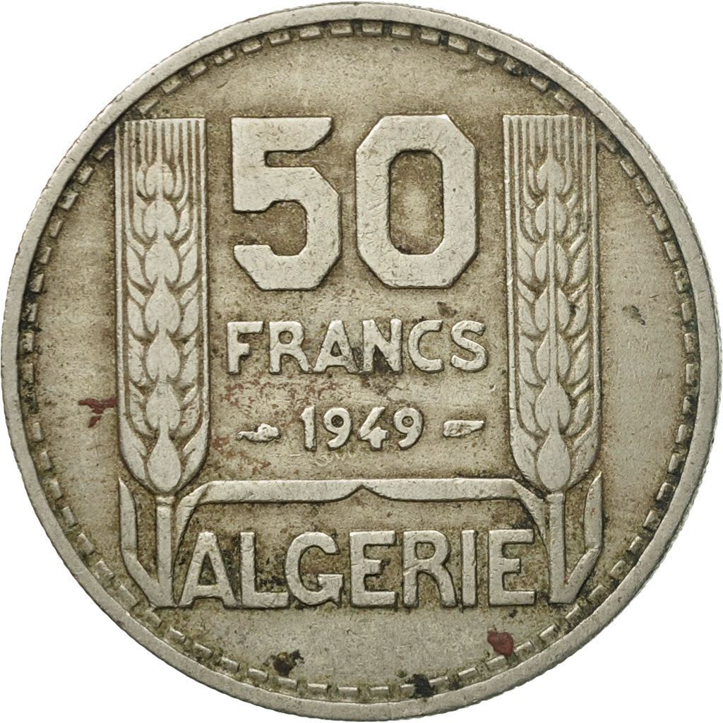 Algeria 50 Francs Coin | Marrianne | Phrygian Cap | KM92 | 1949