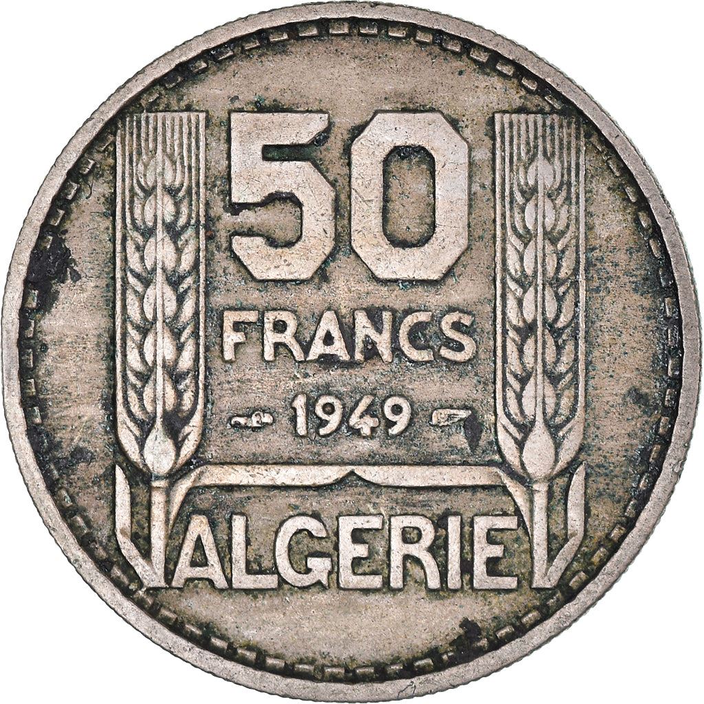 Algeria 50 Francs Coin | Marrianne | Phrygian Cap | KM92 | 1949