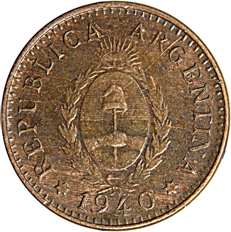 Argentina 1 Centavo Coin | KM37 | 1939 - 1944