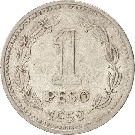 Argentina 1 Peso | Oudine | Phrygian cap Coin | KM57 | 1957 - 1962