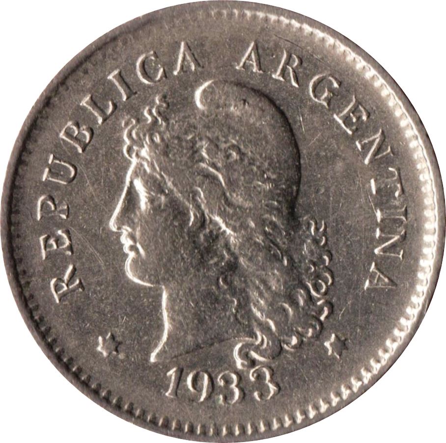 Argentina 10 Centavos Coin | Oudine | Phrygian cap | 1896 - 1942