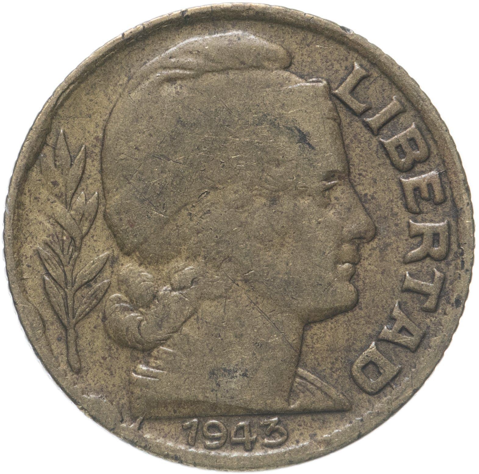 Argentina 10 Centavos Coin | Wheatear | Bull | Liberty | KM41 | 1942 - 1950