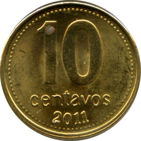 Argentina 10 Centavos | Rising Sun | Pike | Phrygian Cap Coin | KM107a | 2006 - 2011