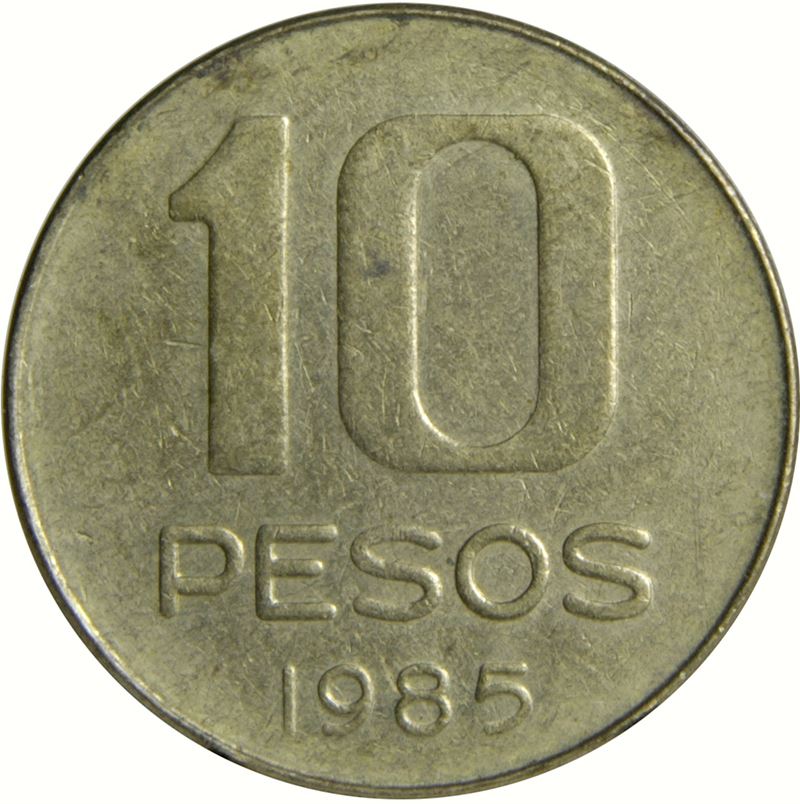 Argentina 10 Pesos Coin | Independence Hall | Tucuman | KM93 | 1984 - 1985