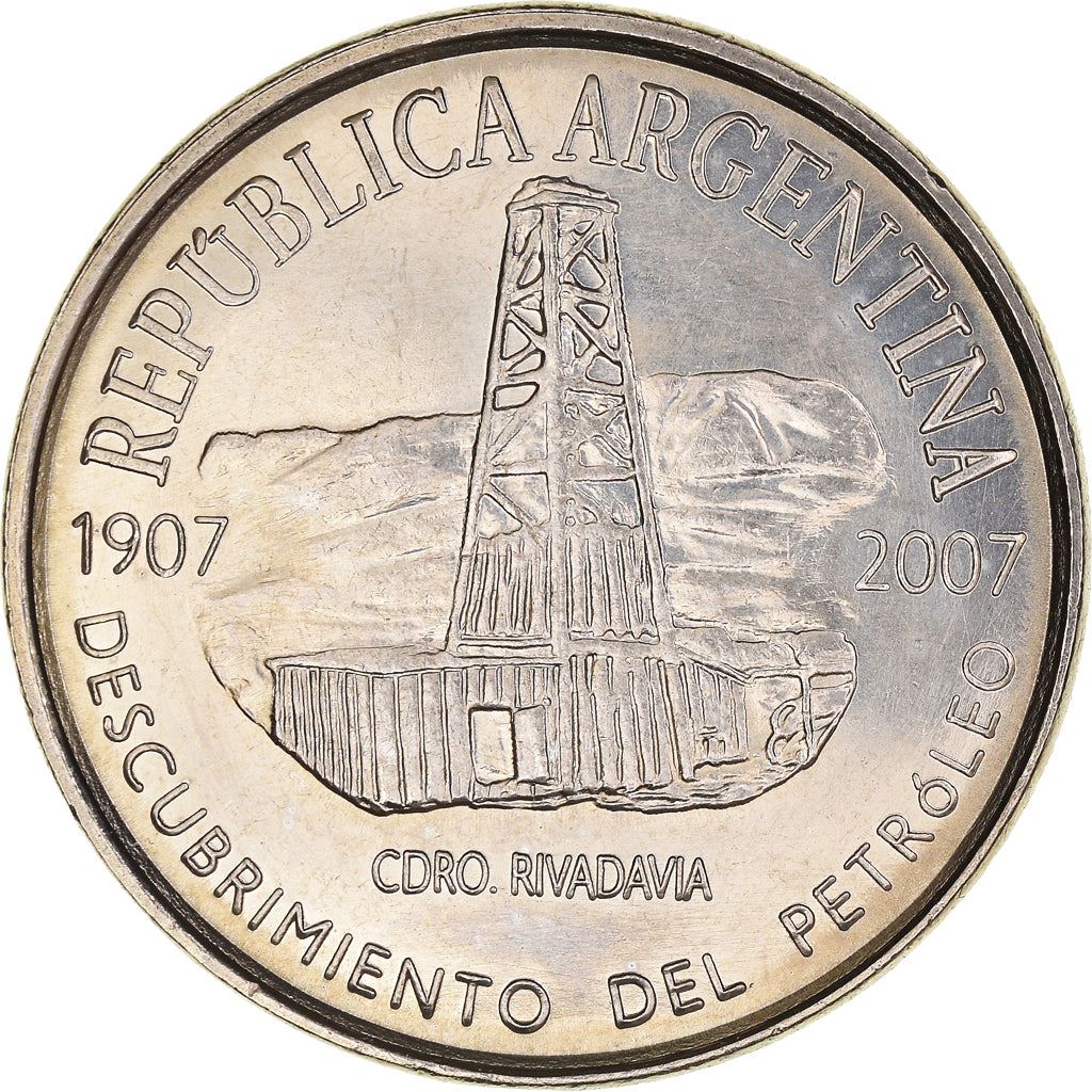 Argentina 2 Pesos Coin | Oil Tower | Punching Machine | 2007