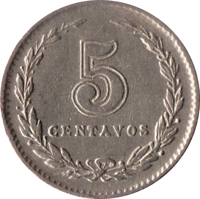 Argentina 5 Centavos Coin | Oudine | Phrygian cap | 1896 - 1942