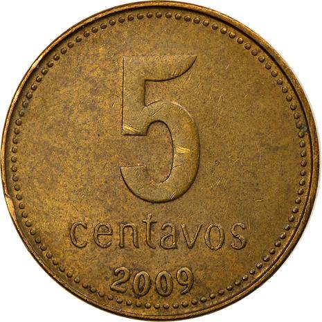 Argentina 5 Centavos | Smiling Sun | Argentina Emblem Coin | KM109b | 2006 - 2011