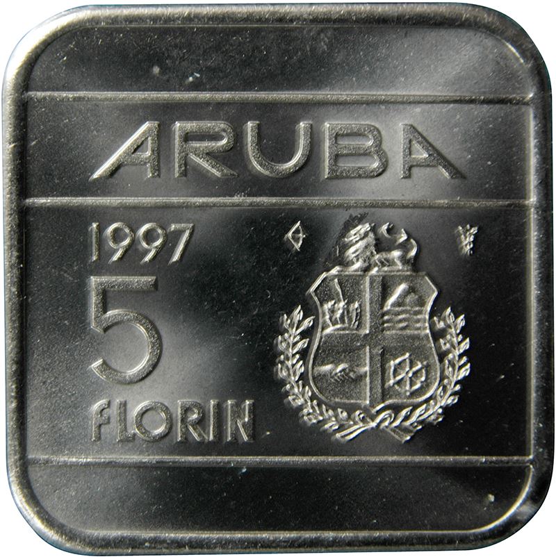 Aruba 5 Florin Coin | Queen Beatrix | KM12 | 1995 - 2005