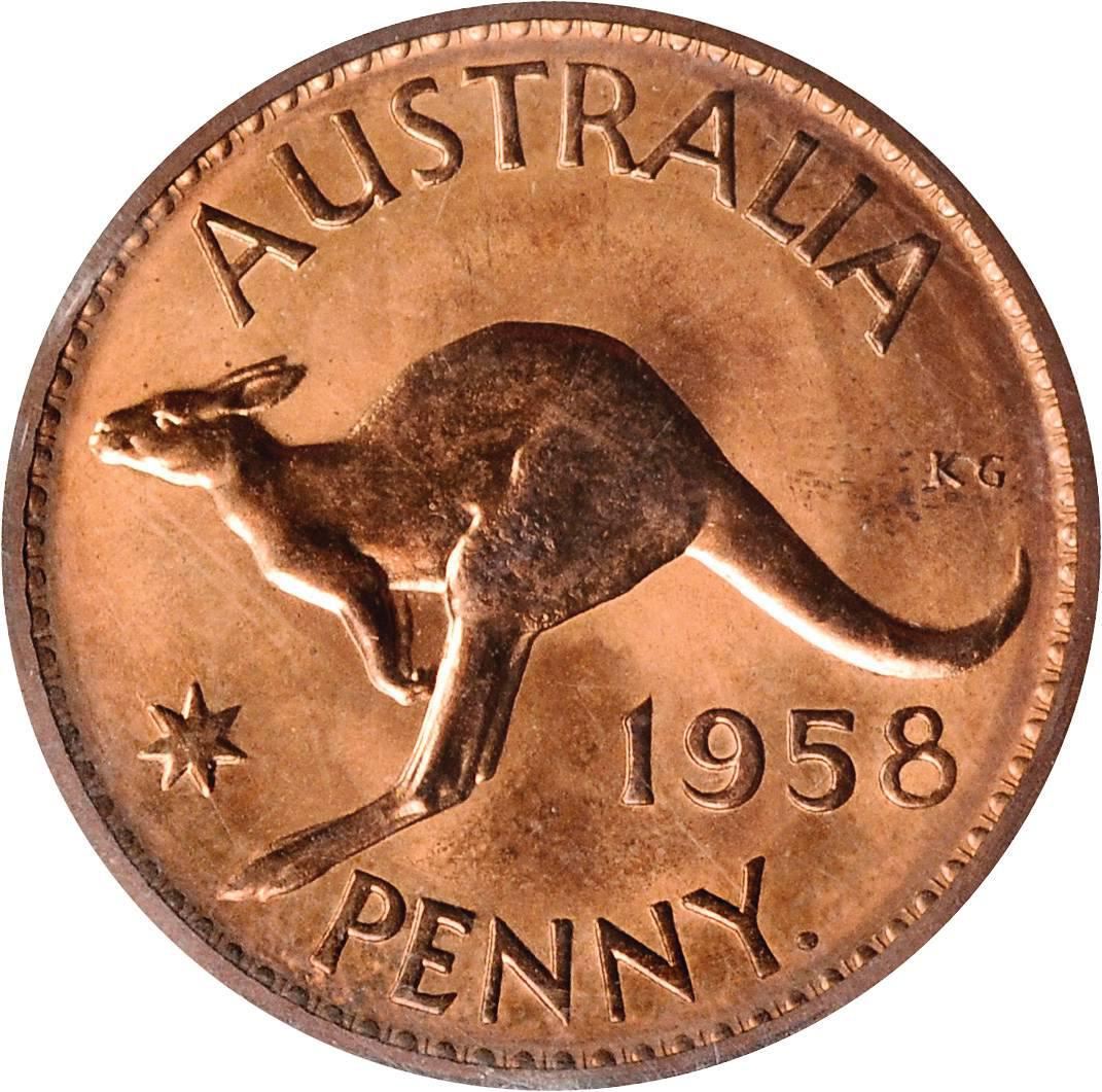 Australia | 1 Penny Coin | Elizabeth II | Kangaroo | KM56 | 1955 - 1964