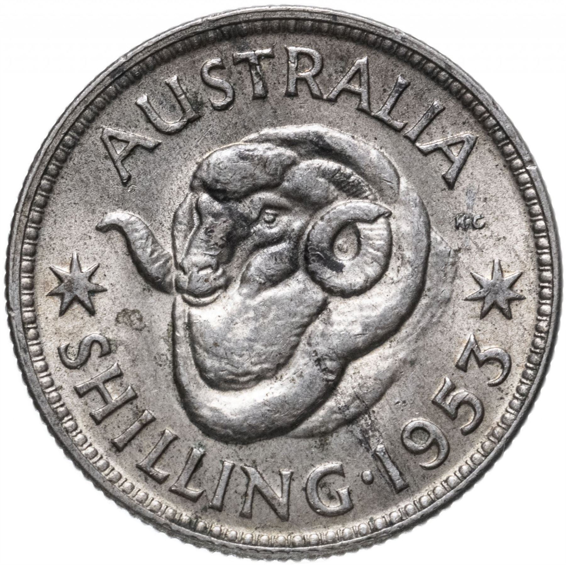 Australia | 1 Shilling Coin | Elizabeth II | Ram | KM53 | 1953 - 1954