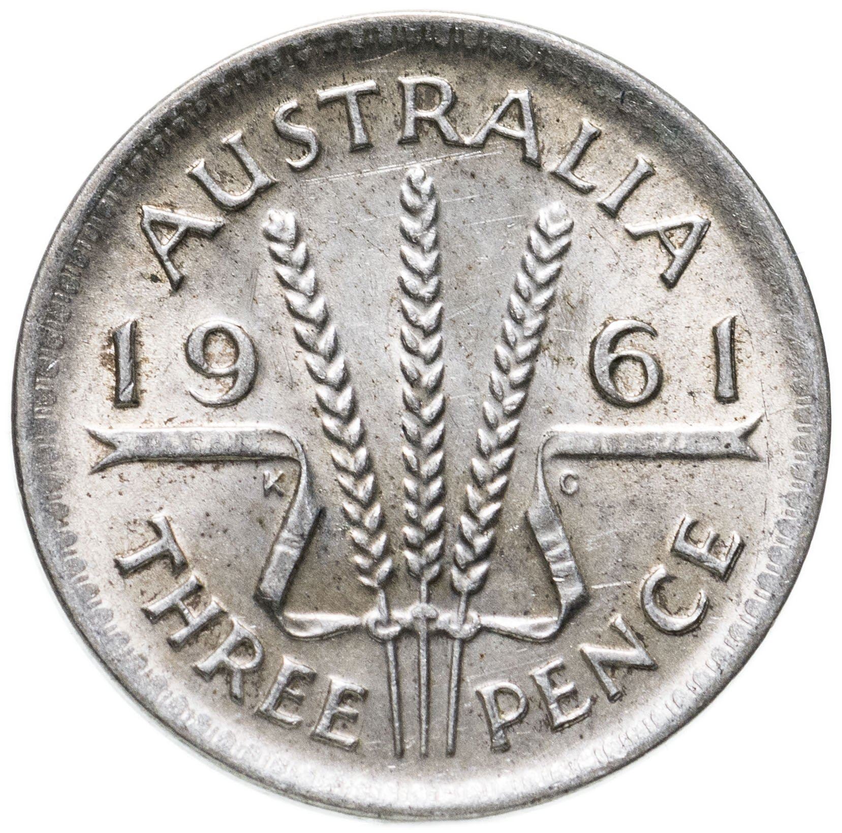 Australia | 3 Pence Coin | Elizabeth II | Wheat Stalk | KM57 | 1955 - 1964