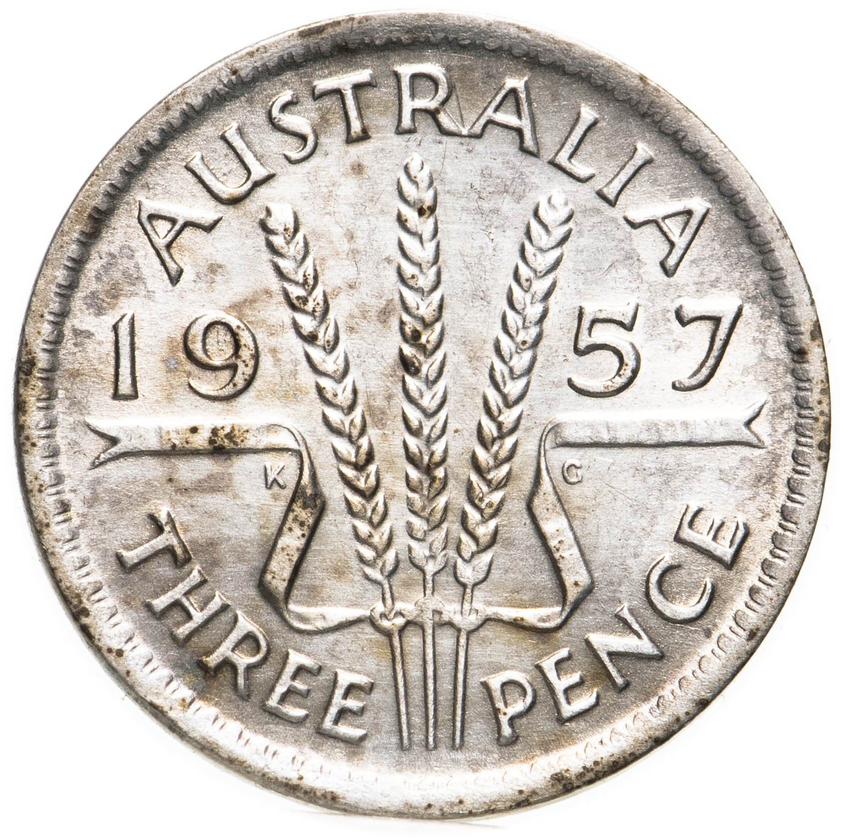 Australia | 3 Pence Coin | Elizabeth II | Wheat Stalk | KM57 | 1955 - 1964