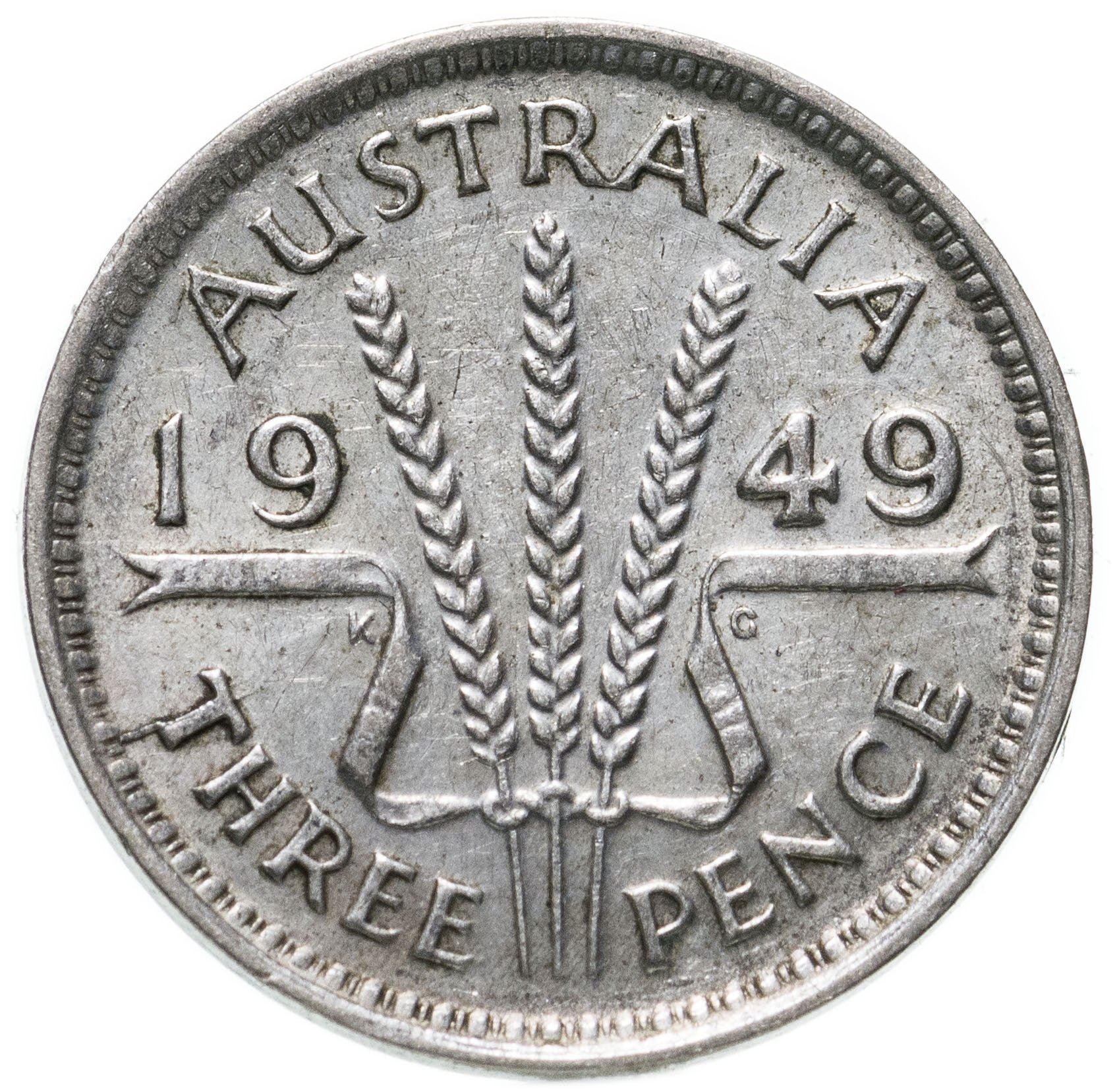 Australia | 3 Pence Coin | George VI | Silver | KM44 | 1949 - 1952