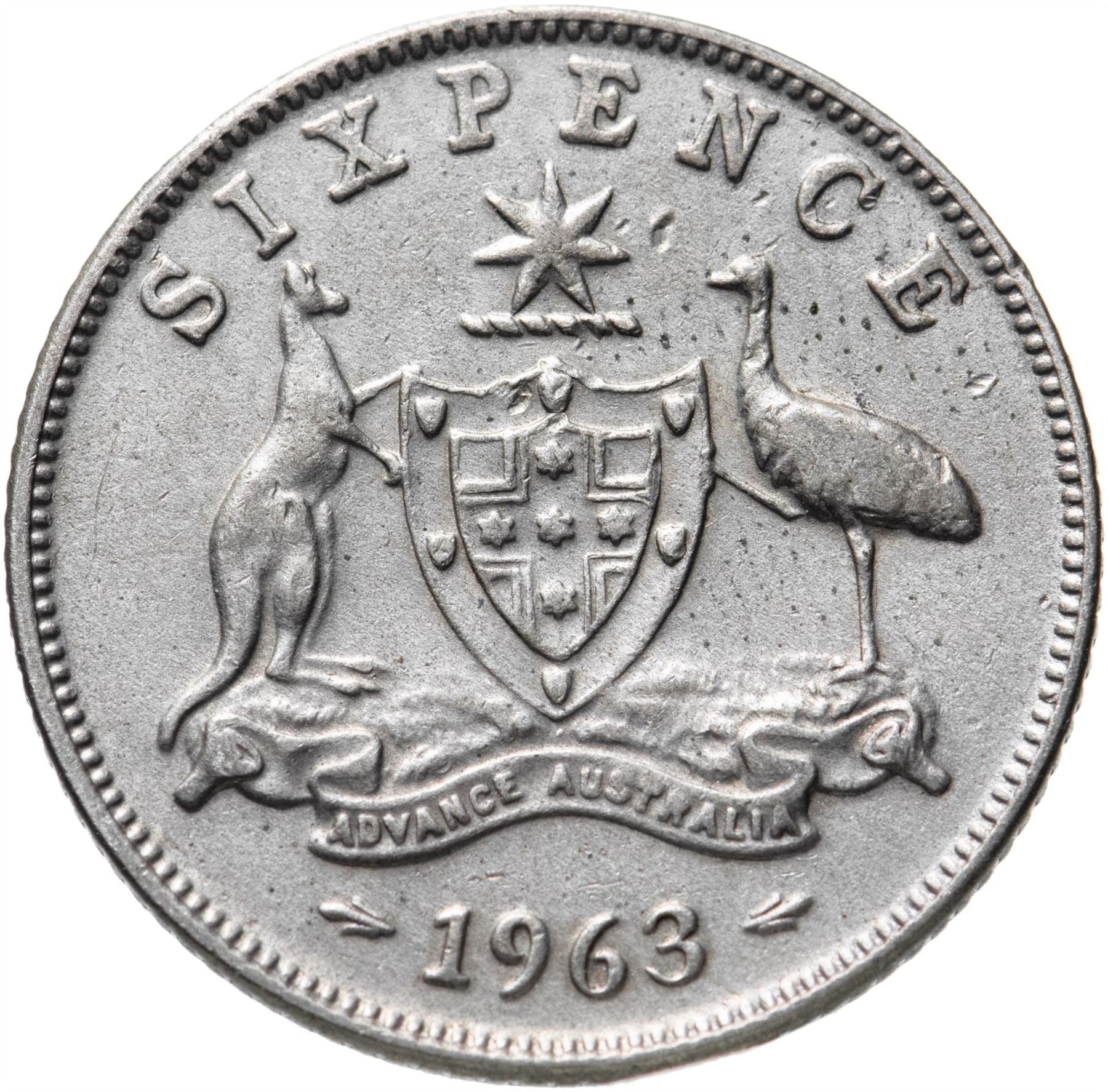 Australia | 6 Pence Coin | Elizabeth II | KM58 | 1955 - 1963