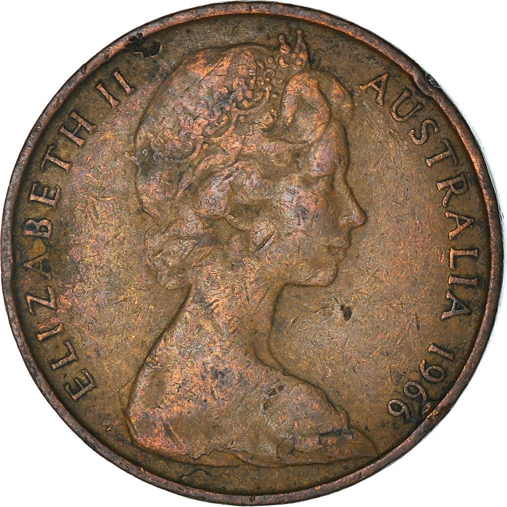 Australia Coin | 2 Cents | Elizabeth II | Frilled Neck Lizard | KM63 | 1966 - 1984