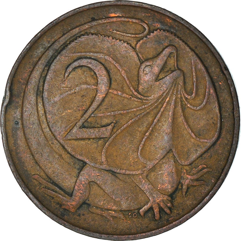 Australia Coin | 2 Cents | Elizabeth II | Frilled Neck Lizard | KM63 | 1966 - 1984