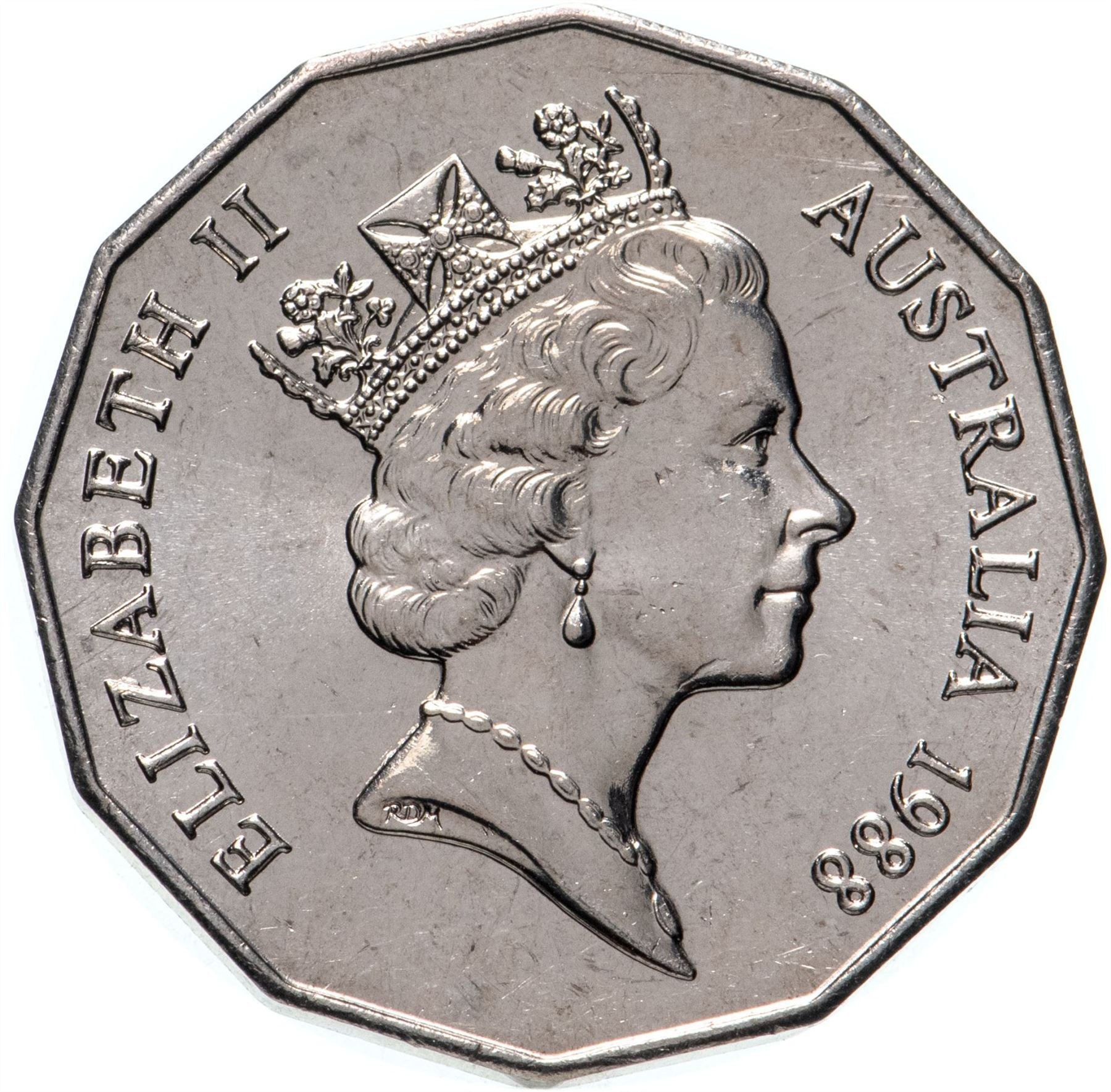 Australia Coin | 50 Cents | Elizabeth II | First Fleet Bicentenary | KM99 | 1988