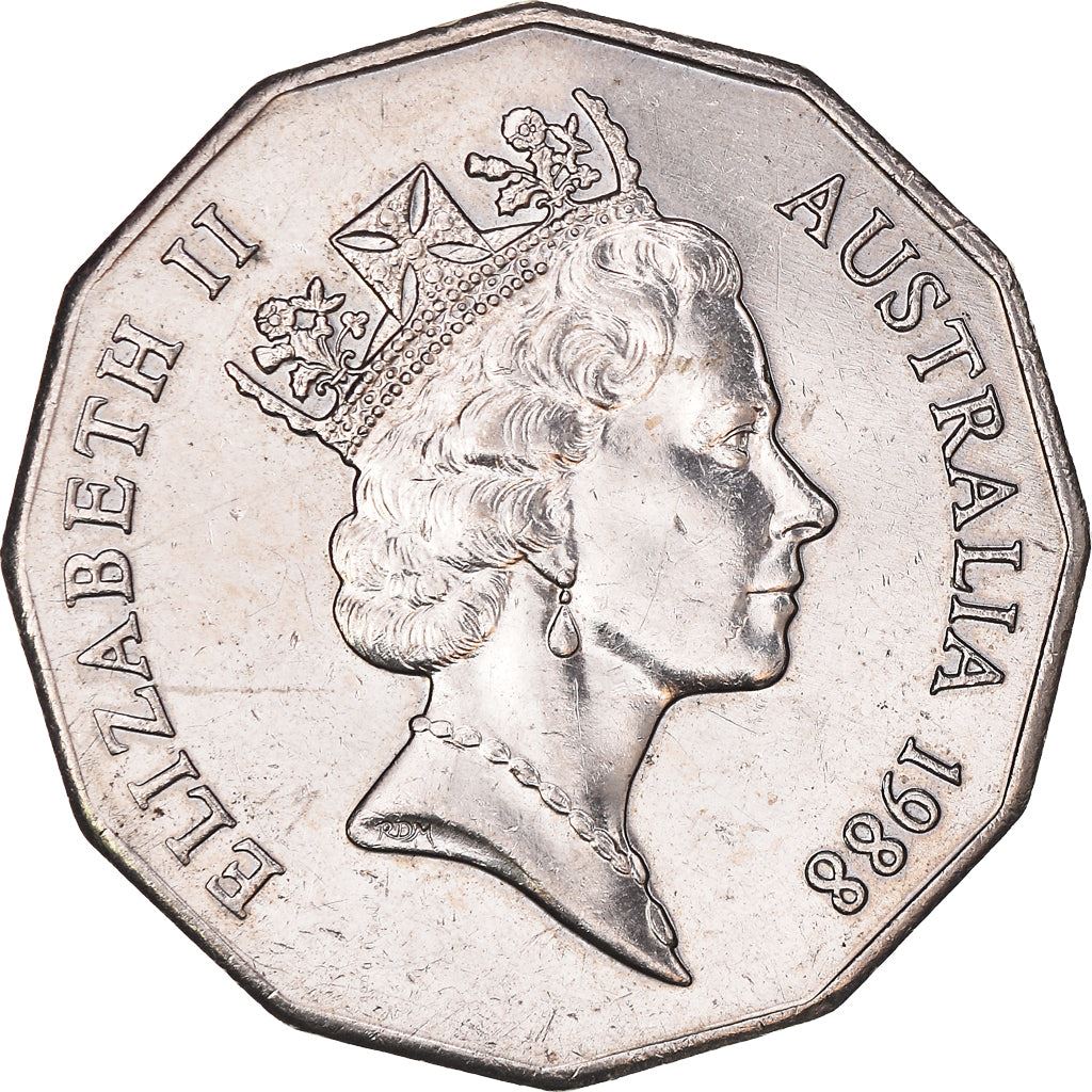 Australia Coin | 50 Cents | Elizabeth II | First Fleet Bicentenary | KM99 | 1988