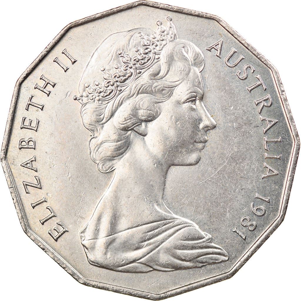 Australia Coin | 50 Cents | Elizabeth II | Prince Charles | Princess Dianna | Royal Wedding | KM72 | 1981