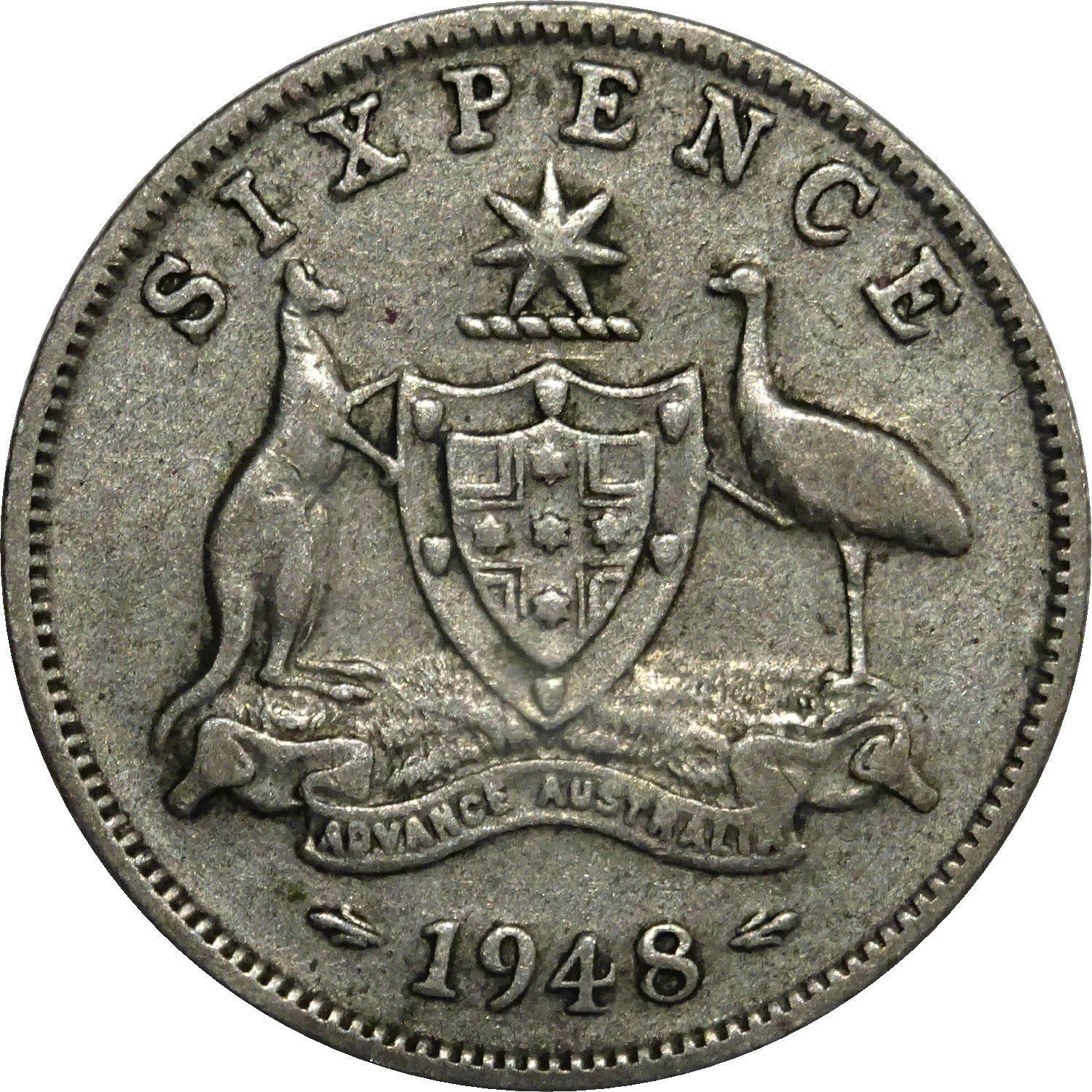 Australia Coin | 6 Pence | George VI | KM38a | 1946 - 1948