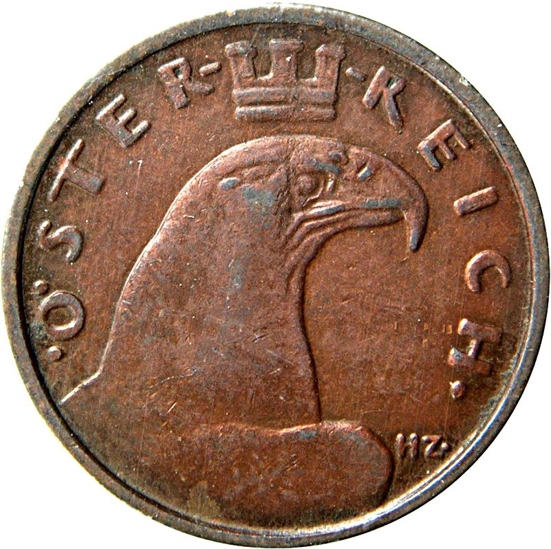 Austria 1 Groschen Coin | Crowned Eagle | KM2836 | 1925 - 1938