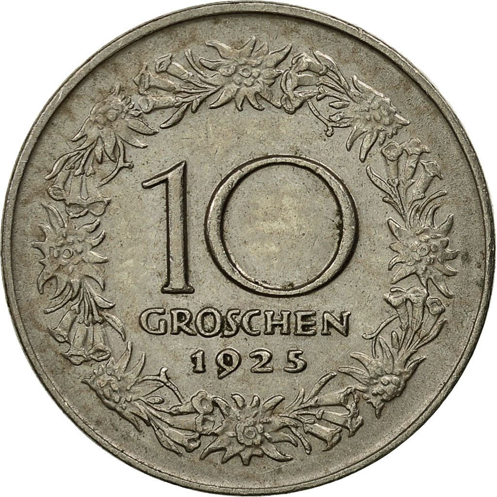 Austria 10 Groschen Coin | Edelweiss Flowers | KM2838 | 1925 - 1929