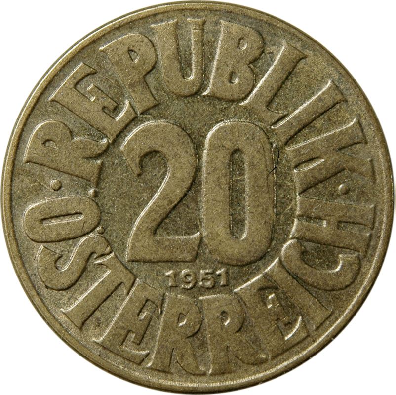 Austria | 20 Groschen Coin | KM2877 | 1950 - 1954