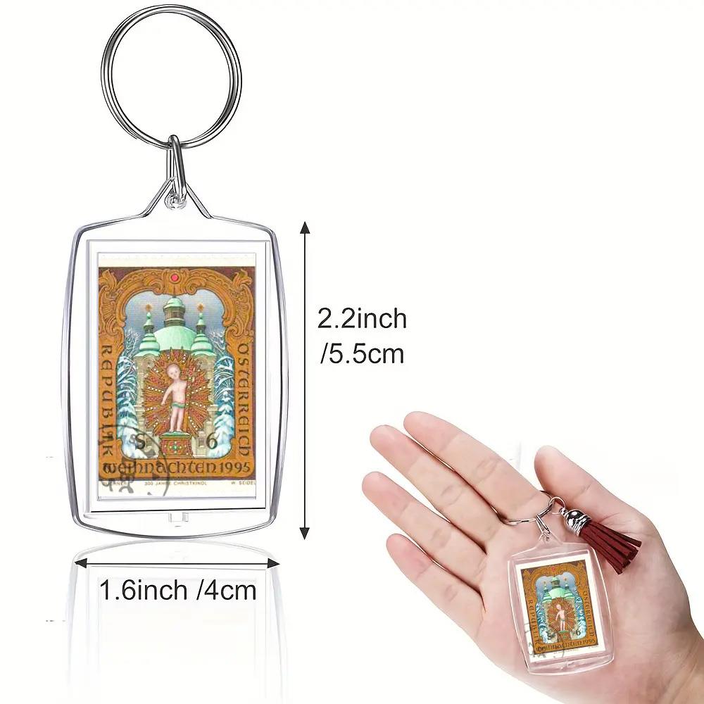 Austrian Christmas & Christ Fresco Stamp Keychain | Used Genuine Postage Stamps | Religious & Festive Keepsake