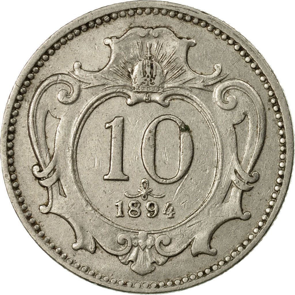 Austrian Empire | 10 Hellers Coin | Art Nouveau | Habsburg-Lorraine Shield | Km:2802 | 1892 - 1911